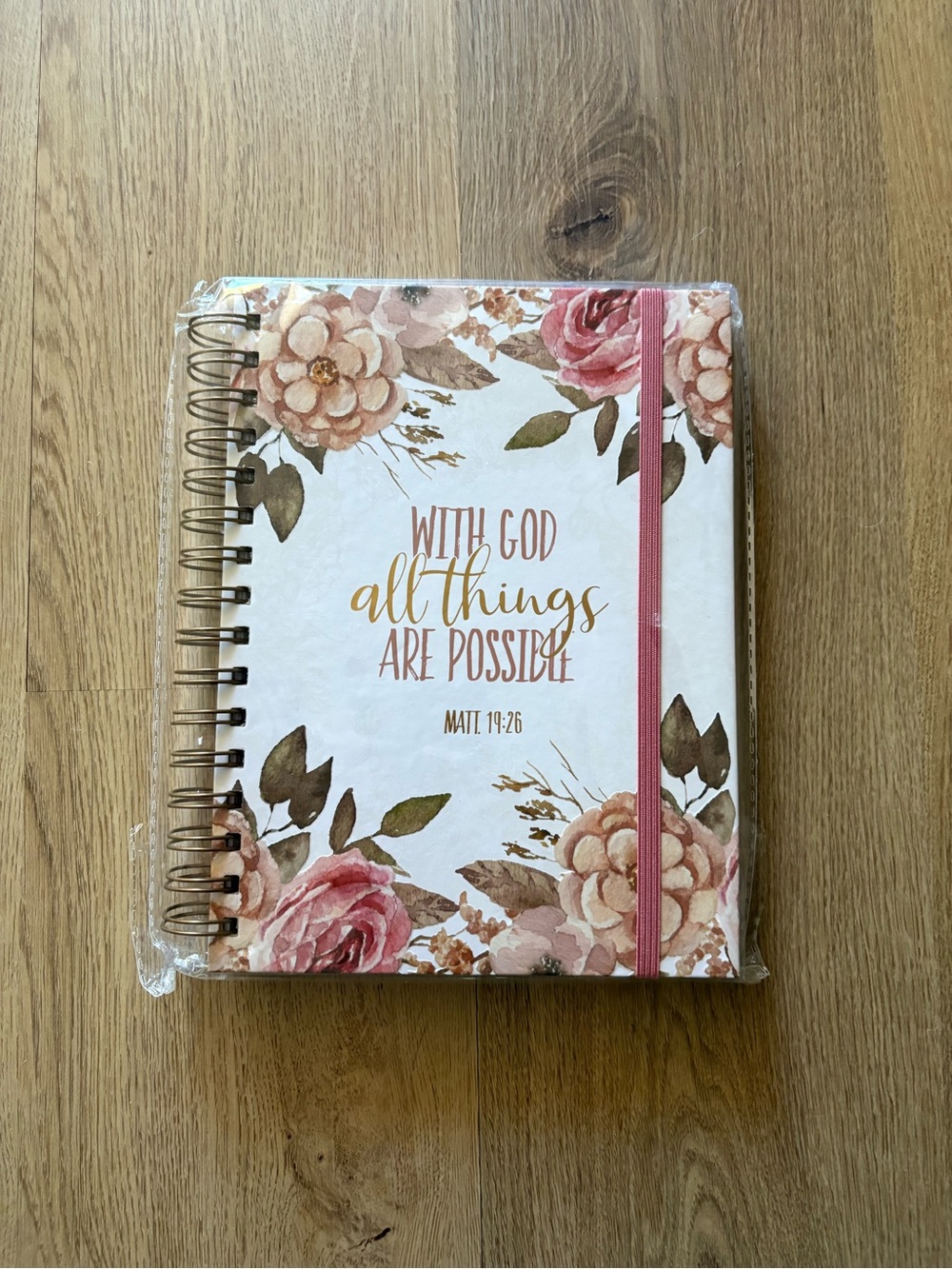 Floral Inspirational Spiral Journal - Pink & Cream